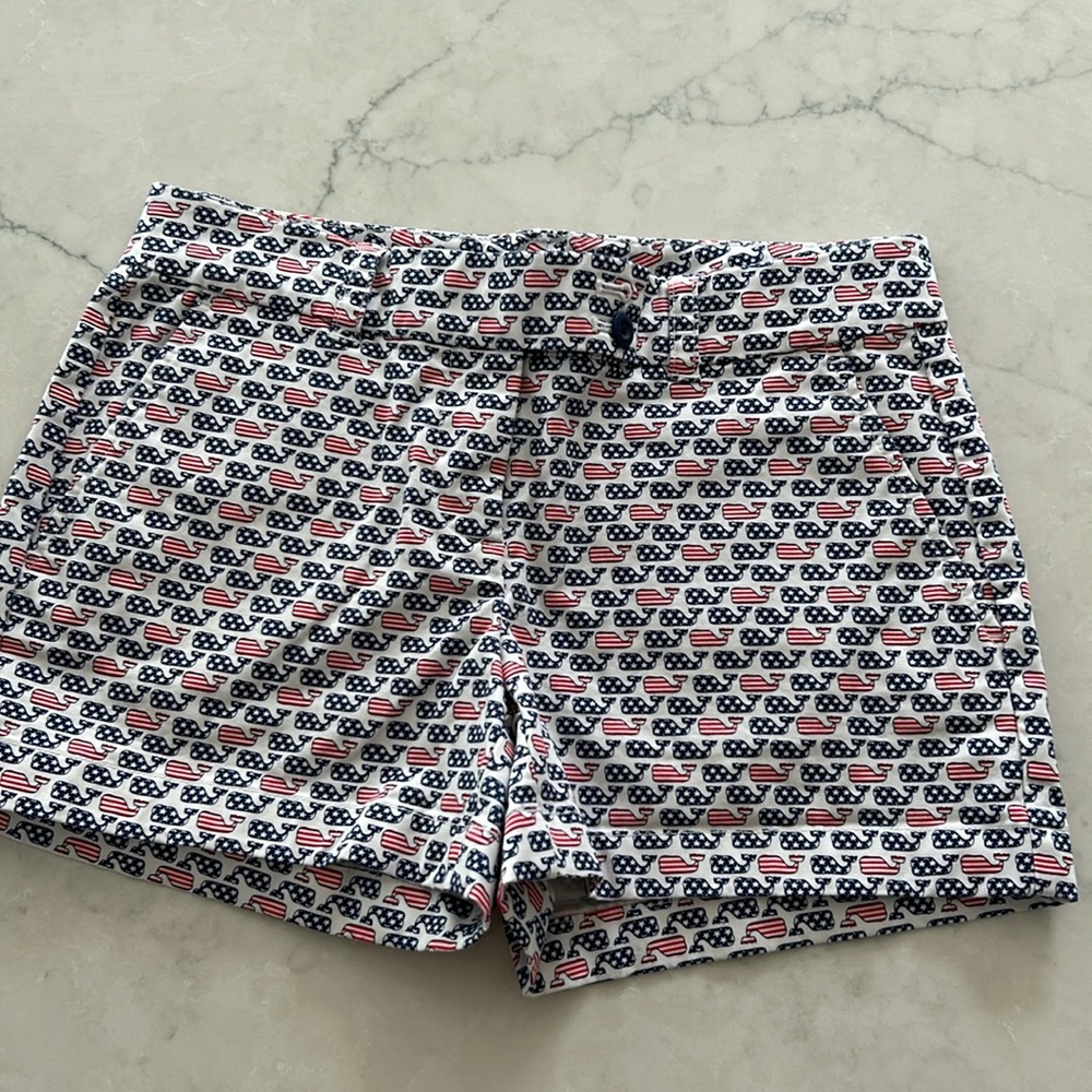 Vineyard Vines American flag whale shorts
